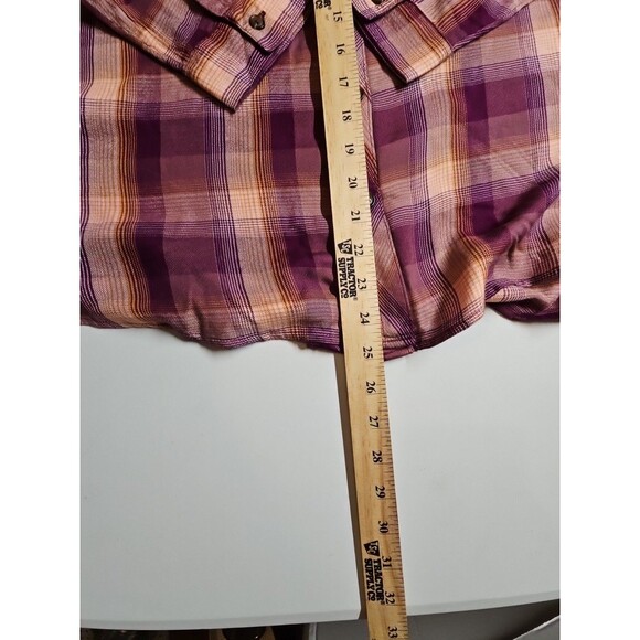 NWT Terra & Sky Women’s 3X Plaid Button Down Shirt Purple Roll Tab Plus Size - Picture 5 of 6
